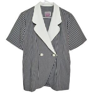 7065 * California Looks Check Shirt Black White Size Unknown Vintage 80s